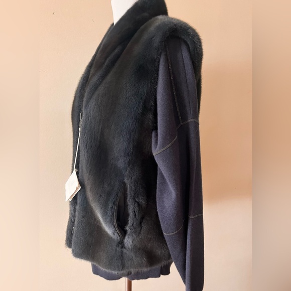 NWT Brunello Cucinelli Real Mink Reversible shearling Vest Monili Italy Size 44 - Picture 15 of 15